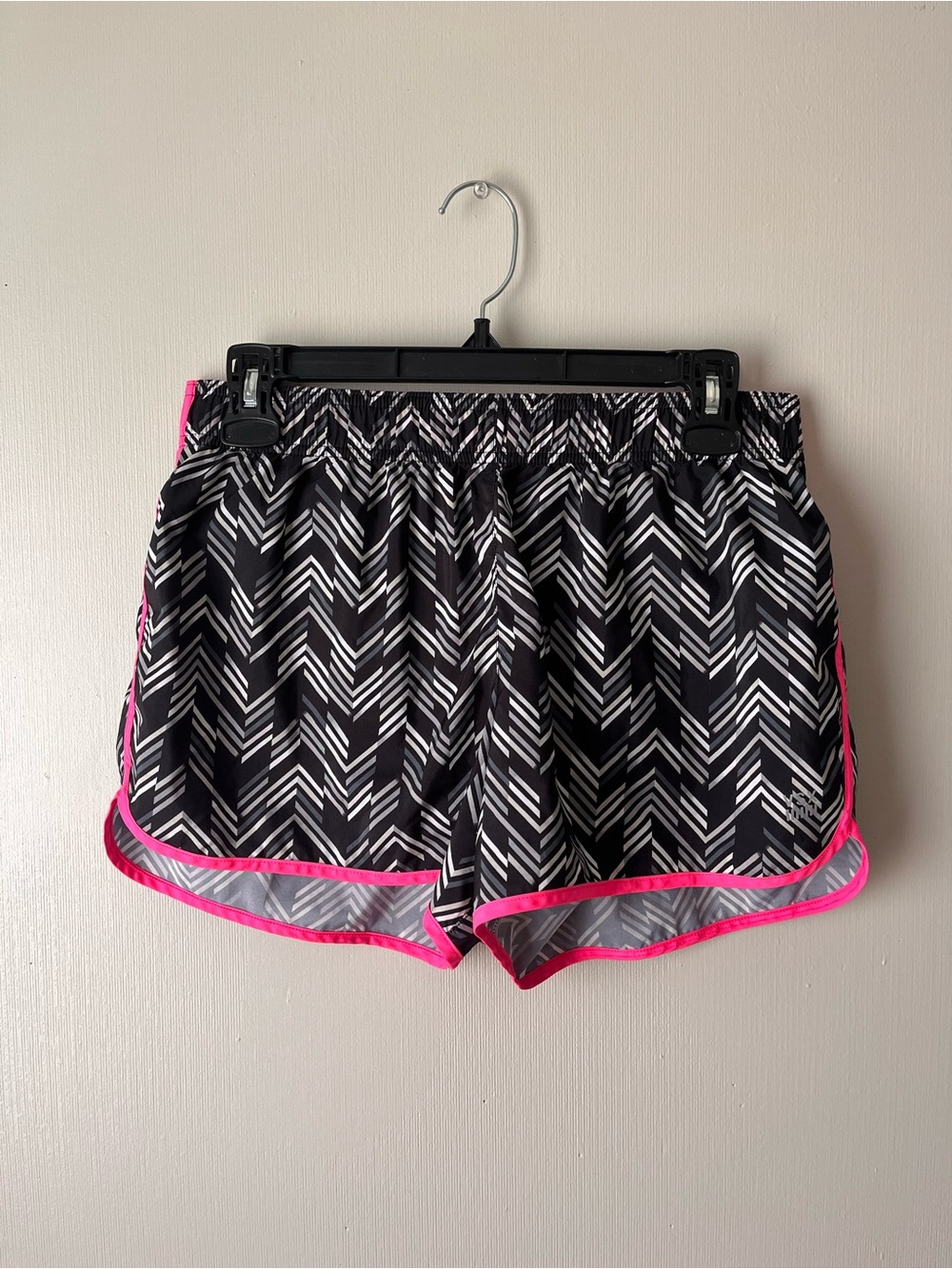 Victoria's Secret Black Chevron Athletic Shorts with Hot Pink Trim